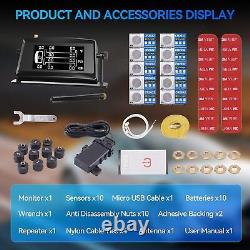 0-15bar TPMS Tire Pressure Monitoring System with 10 Sensors, Real-Time Alarm