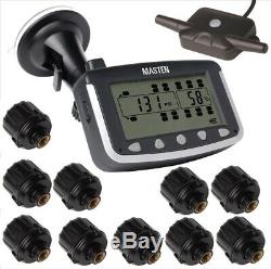 -10 TPMS LCD Tire Tyre Pressure Monitoring System 8 x External Sensors for Truck
