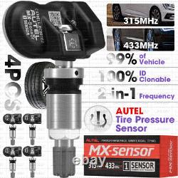 4PCS Autel MX-Sensor 315 & 433MHz TPMS Tire Pressure Metal Stem Programmable HOT