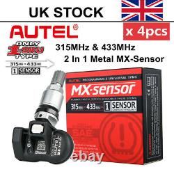 4PCS Autel MX-Sensor 433MHZ & 315MHZ 2In1 Programmable TPMS Sensor Tire Pressure