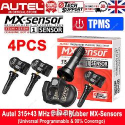 4PCS Autel TPMS MX-sensor 433Mhz & 315MHz 2in1 Programmable Tire Pressure Rubber