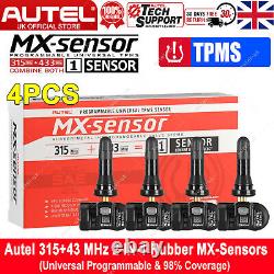 4PCS Autel TPMS MX-sensor 433+315MHz 2-in-1 Universal Programmable Rubber Sensor