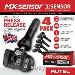 4PCS TPMS Tyre Pressure Monitoring OEM Sensor Autel MX-Sensor 2in1 433Mhz 315Mhz