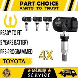 4X PRE-PROGRAMMED TPMS For TOYOTA Corolla (E140/E170/E210) 2007-2025