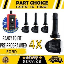 4X PRE-PROGRAMMED-TPMS Tyre Pressure Sensor For Ford Kuga (Mk1, Mk2) 2012-2026