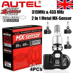 4 Autel TPMS Sensor 1-Sensor 315MHz +433MHz Metal Valve Programmable MX-Sensor
