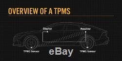 4 Internal Tire Sensors Tyre Pressure Monitoring System LCD TPMS Car 4x4 PSI