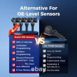 4 Pack Autel TPMS MX-Sensor 315Mhz & 433MHz Sensor Programmable Universal Rubber