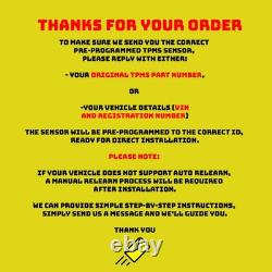 4x Pre-coded Tyre Pressure Monitoring Sensor For Vauxhall Astra J C Insignia A