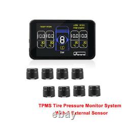 Bus Lorry LCD Display TPMS Tyre Pressure Monitoring System + 8 External Sensor