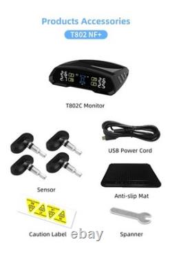 CAREUD T802C-NF Solar TPMS Car Tire Pressure Monitoring System+4 Internal Sensor