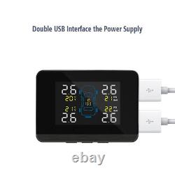 Car Auto Dual USB Wireless TPMS Tire Tyre Pressure Monitoring System+4 Sensors