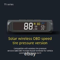 Car TPMS Tire Pressure Monitoring System Wireless Solar USB With4 External Sensors