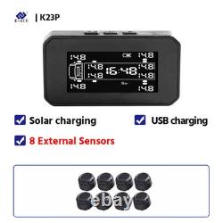 Car Tire Pressure Monitoring System Solar Charging LCD Display 6/8/10/12 Sensors