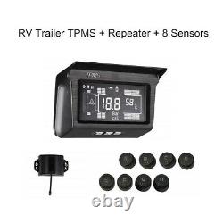 Digital Solar TPMS Tire Pressure Monitoring System 8 Sensor & Repeater For Truck
