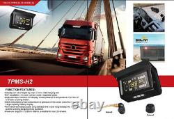 Digital Solar TPMS Tire Pressure Monitoring System 8 Sensor & Repeater For Truck