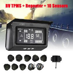 Digital Solar TPMS Tyre Pressure Monitor System + 10 External Sensors For Bus RV