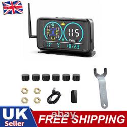 IP67 Car USB/Solar TPMS LCD Tire Pressure Monitoring System + 6 External Sensors