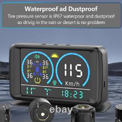 IP67 Car USB/Solar TPMS LCD Tire Pressure Monitoring System + 6 External Sensors