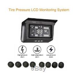 LCD Solar Power TPMS Tire Pressure Monitor System 8 Sensor & Repeater For Van RV