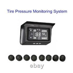 LCD Solar Power TPMS Tire Pressure Monitor System 8 Sensor & Repeater For Van RV