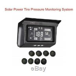 LCD Solar Power TPMS Tire Pressure Monitor System 8 Sensor & Repeater For Van RV