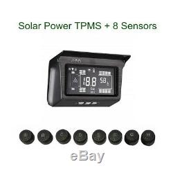 LCD Solar Power TPMS Tire Pressure Monitor System 8 Sensor & Repeater For Van RV