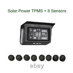 LCD Solar TPMS Tyre Pressure Monitor System 8 Sensor with Repeater For RV Trailer
