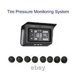 LCD Solar TPMS Tyre Pressure Monitor System 8 Sensor with Repeater For RV Trailer