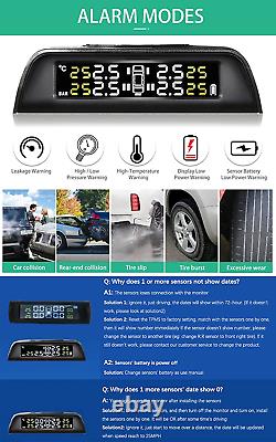 MZXDYCOS TPMS Tire Pressure Monitoring System Solar Power Charging with 6 TMPS