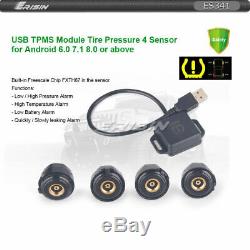 Monitoring Tire Pressure System 4 Sensor TPMS Tool for Android 8.0/9.1 Car Radio