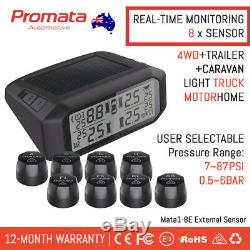 PROMATA External RV TPMS 8 Sensor Solar Wireles Tyre Pressure Monitor Mata1-8E