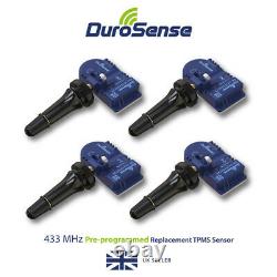 Pack of 4 DuroSense TPMS Rubber Valve Sensor PRE-CODED for Chrysler DS033RCHR-4