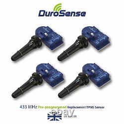 Pack of 4 DuroSense TPMS Rubber Valve Sensor PRE-CODED for Peugeot DS144RPEU-4