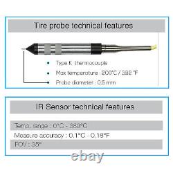 Prisma Electronics Digital Tyre Pressure Gauge and Pyrometer, K Type Tyre Probe