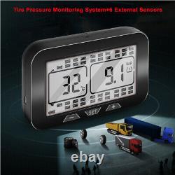 Solar LCD TPMS Tire Pressure Monitoring System Fits RV BUS with 6 External Sensors