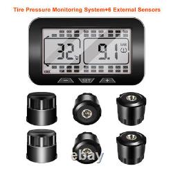 Solar LCD TPMS Tire Pressure Monitoring System fit RV BUS with 6 External Sensors