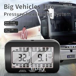 Solar LCD Tire Pressure Monitor System 12 External Sensors TPMS For Car RV Truck