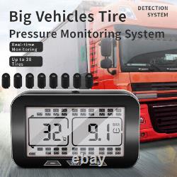 Solar LCD Tire Pressure Monitor System 8 External Sensors TPMS For Car RV Truck