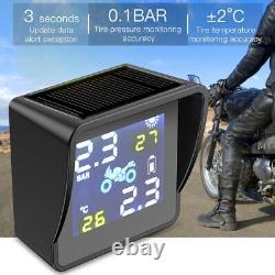 Solar Motorcycle TPMS Tire Pressure Monitoring Alarm System with 2 Sensors