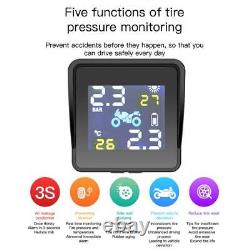 Solar Motorcycle TPMS Tire Pressure Monitoring Alarm System with 2 Sensors