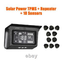 Solar Power TPMS Tyre Pressure Monitor System 10 Sensor & Repeater For Truck Bus