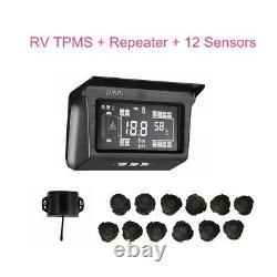 Solar Power TPMS Tyre Pressure Monitoring System 12 Sensor with Repeater For Truck