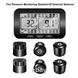 Solar TPMS LCD Tire Pressure Monitoring System Fits RV BUS + 10 External Sensors