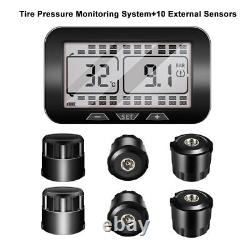Solar TPMS LCD Tire Pressure Monitoring System Fits Truck + 10 External Sensors