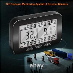 Solar TPMS LCD Tire Pressure Monitoring System For RV BUS With 8 External Sensors