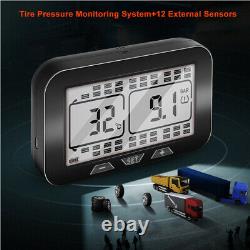 Solar TPMS LCD Tire Pressure Monitoring System For Trailer + 12 External Sensors