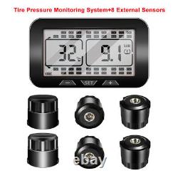 Solar TPMS LCD Tire Pressure Monitoring System fit Trailer With 8 External Sensors