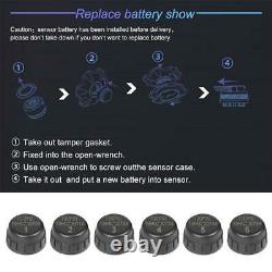 Solar TPMS RV Truck Tire Pressure Monitoring System with 6 External Sensors Hot