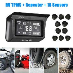 Solar TPMS Tire Temperature Pressure Monitoring System 10 Sensor For Trailer Bus
